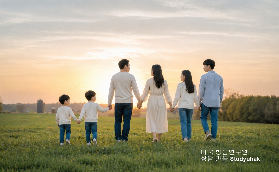 스터디유학 미국방문연구원 J1비자 합격 3개월 행정검토 뚫은 4인 가족